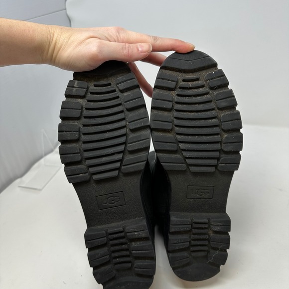 Ugg Polk Mixed Leather Moto Boots Black 8 - Picture 8 of 8